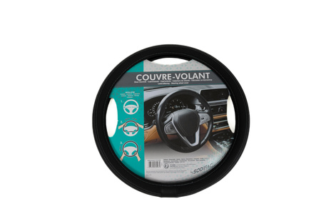 Pokrowiec na kierownicę nakładka z szarym szyciem