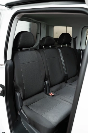 Pokrowce na fotele samochodowe VW Caddy 2021- żakard i ekoskóra 5 os.
