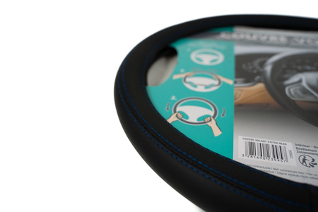 Pokrowiec na kierownicę nakładka z niebieskim szyciem