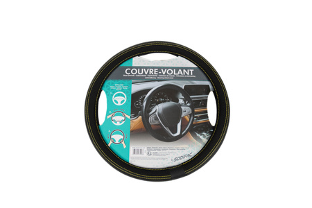 Pokrowiec na kierownicę nakładka z żółtym szyciem