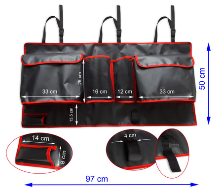 Organizer do bagażnika zawieszany na oparcie kanapy, bardzo pojemny