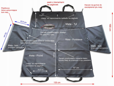 Mata na tylną kanapę do przewożenia psa czarna