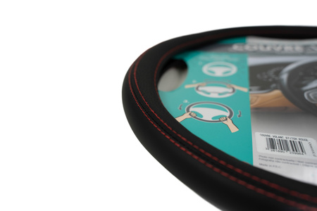 Pokrowiec na kierownicę nakładka z czerwonym szyciem