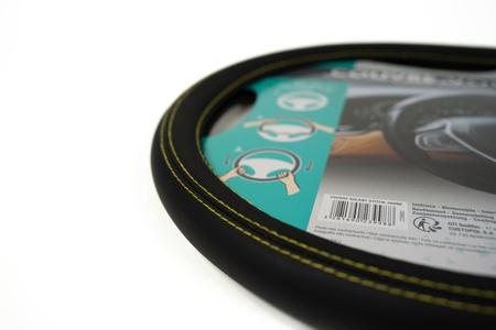 Pokrowiec na kierownicę nakładka z żółtym szyciem