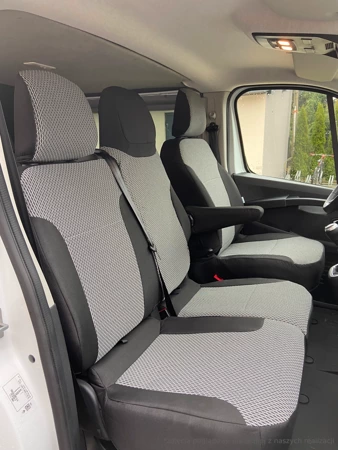 Pokrowce na fotele samochodowe OPEL Vivaro B 2014-2019 żakard i ekoskóra 3 os.